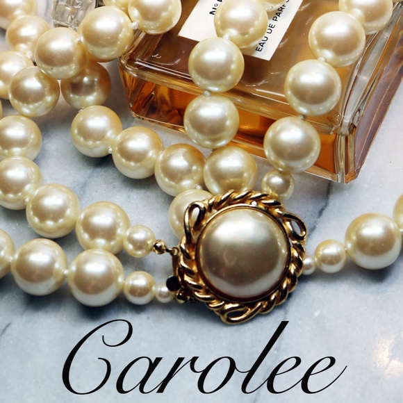 Carolee Three Strand Simulated Pearl Necklace - Picture 14 of 16